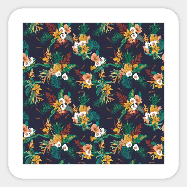 Tropical flowers pattern Sticker by Choulous79